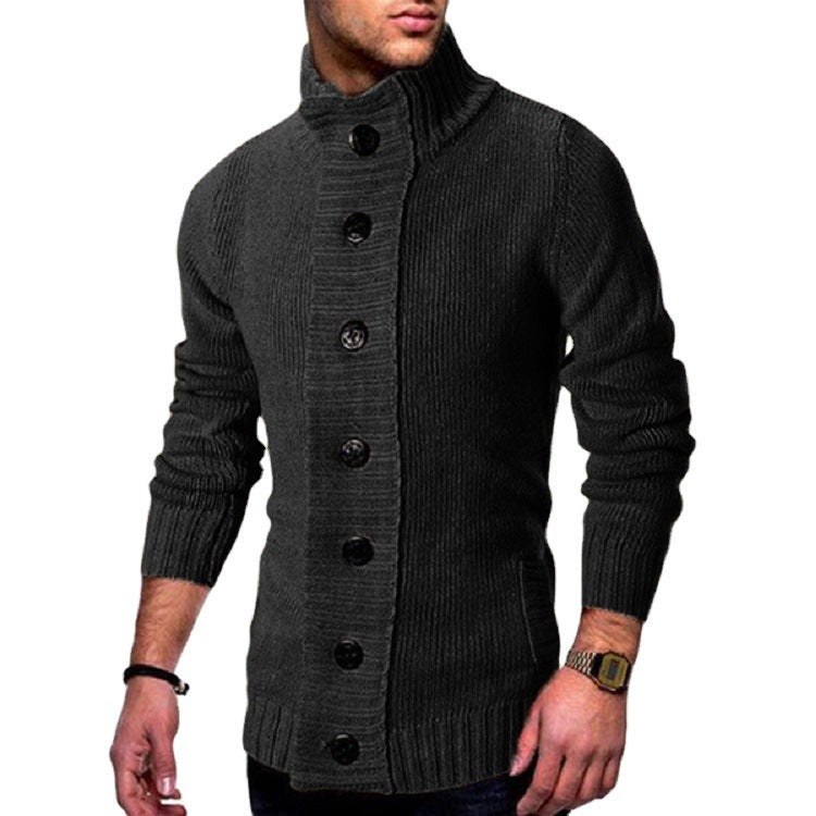 High Collar Cardigan Herren | Strickjacke mit markanten Knopfdetails