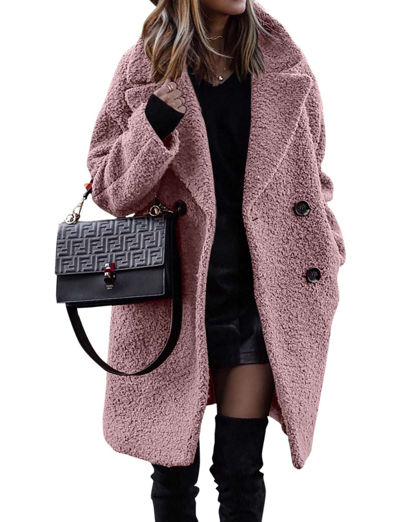 Damen Bouclé Mantel mit Revers | Eleganter Wintermantel im City-Stil