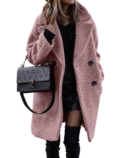 Damen Bouclé Mantel mit Revers | Eleganter Wintermantel im City-Stil