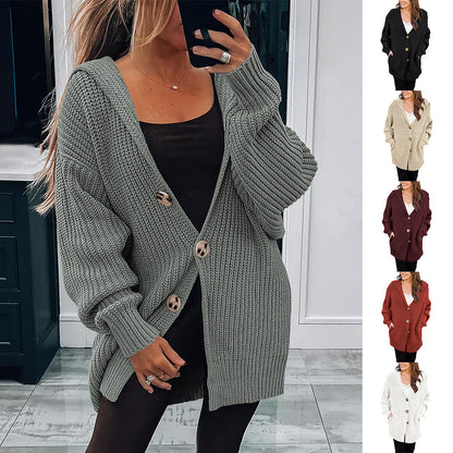 Damen Grobstrickjacke | Oversize Schnitt & Elegante Holzknöpfe