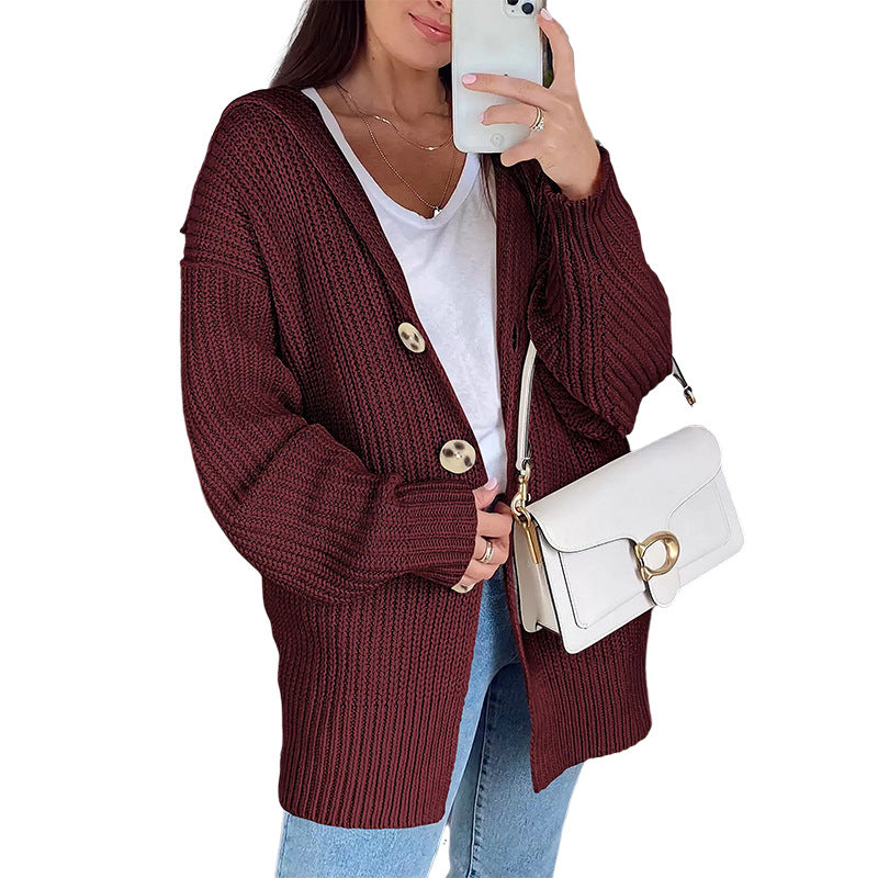 Damen Grobstrickjacke | Oversize Schnitt & Elegante Holzknöpfe