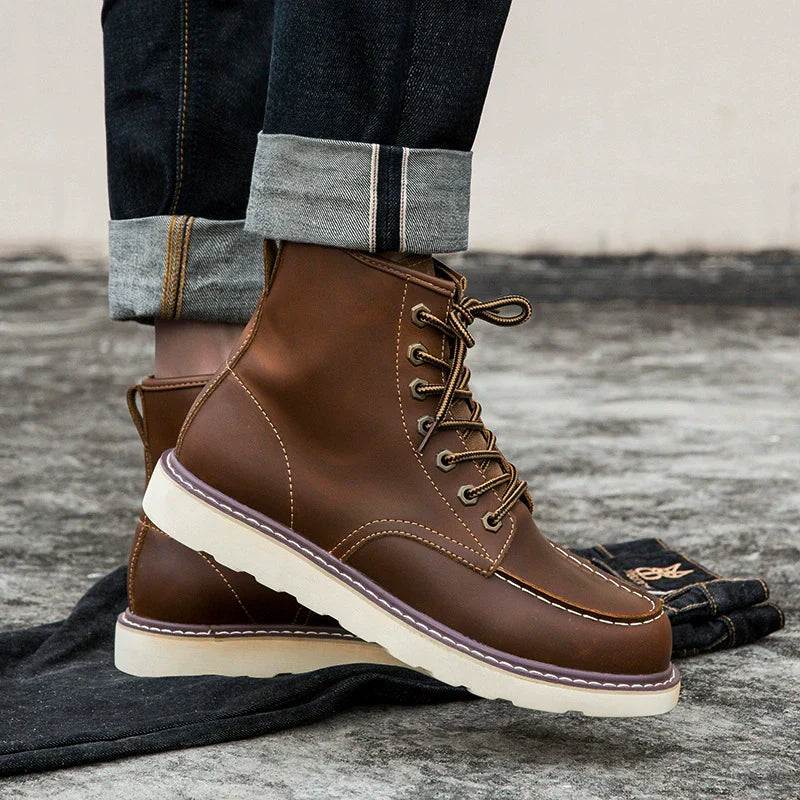 Ansel | Herren Ankle Boots mit dicker Sohle, moderner Schnürung & gepolstertem Schaft