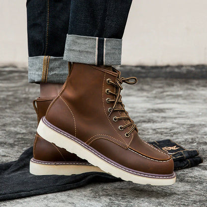 Ansel | Herren Ankle Boots mit dicker Sohle, moderner Schnürung & gepolstertem Schaft