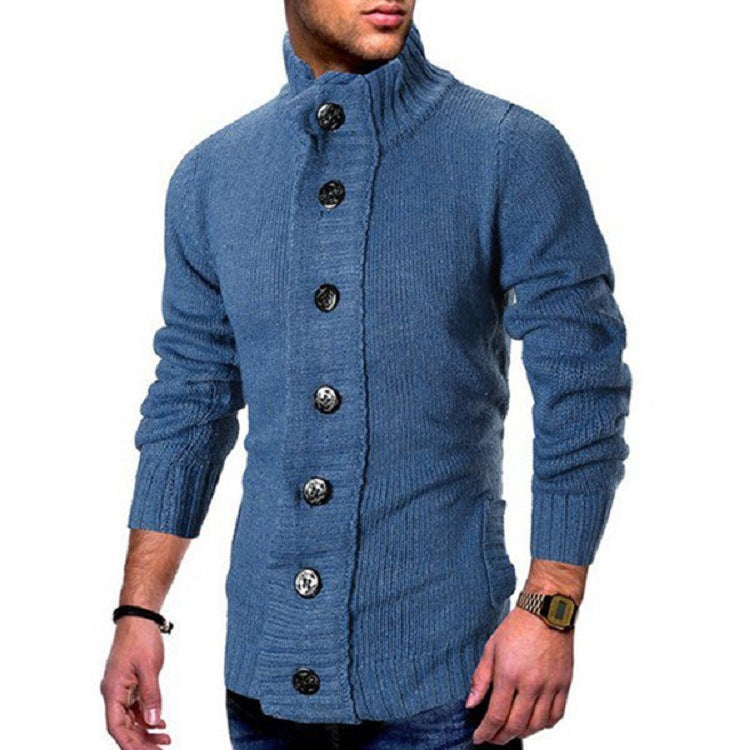 High Collar Cardigan Herren | Strickjacke mit markanten Knopfdetails