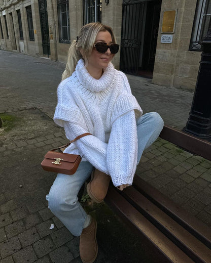 Dorit | Damen Oversize Strickpullover mit Rollkragen, Chunky Knit & gerippten Ärmeln