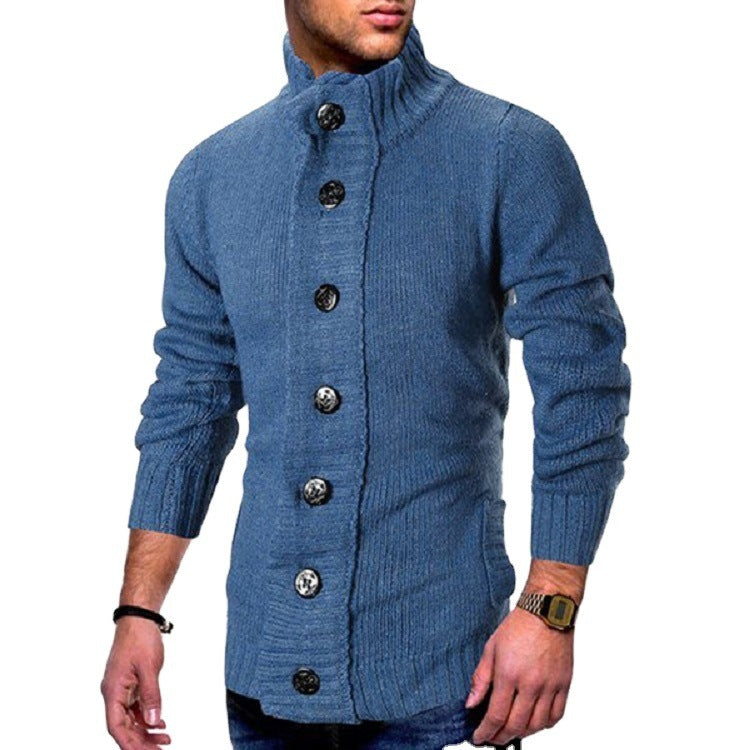 High Collar Cardigan Herren | Strickjacke mit markanten Knopfdetails