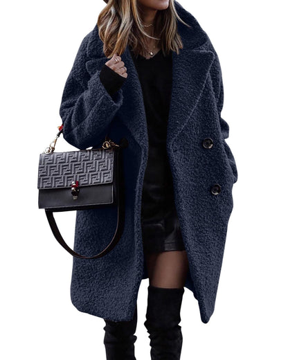 Damen Bouclé Mantel mit Revers | Eleganter Wintermantel im City-Stil