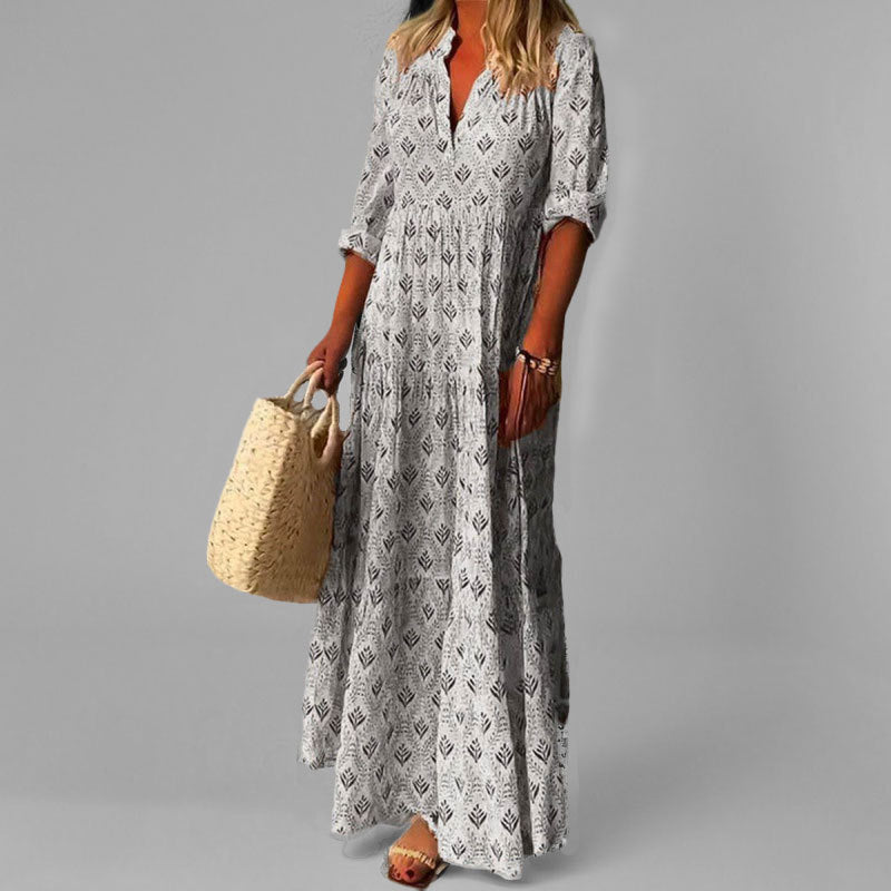 Damen Maxikleid aus Baumwolle – Luftig, Vintage-Stil & Bequemer Schnitt