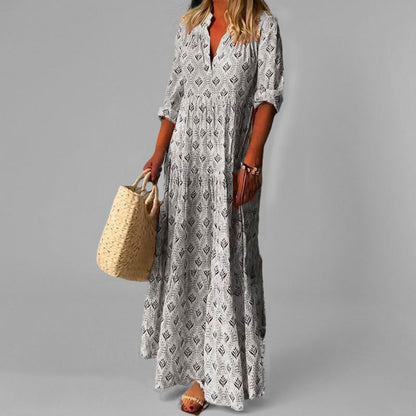 Damen Maxikleid aus Baumwolle – Luftig, Vintage-Stil & Bequemer Schnitt