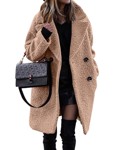 Damen Bouclé Mantel mit Revers | Eleganter Wintermantel im City-Stil