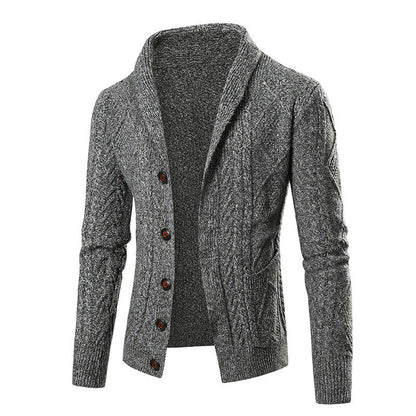 Herren Strickjacke mit Knöpfen, modernem Zopfmuster & aufgesetzten Taschen | Warme & Stylische Männerjacke
