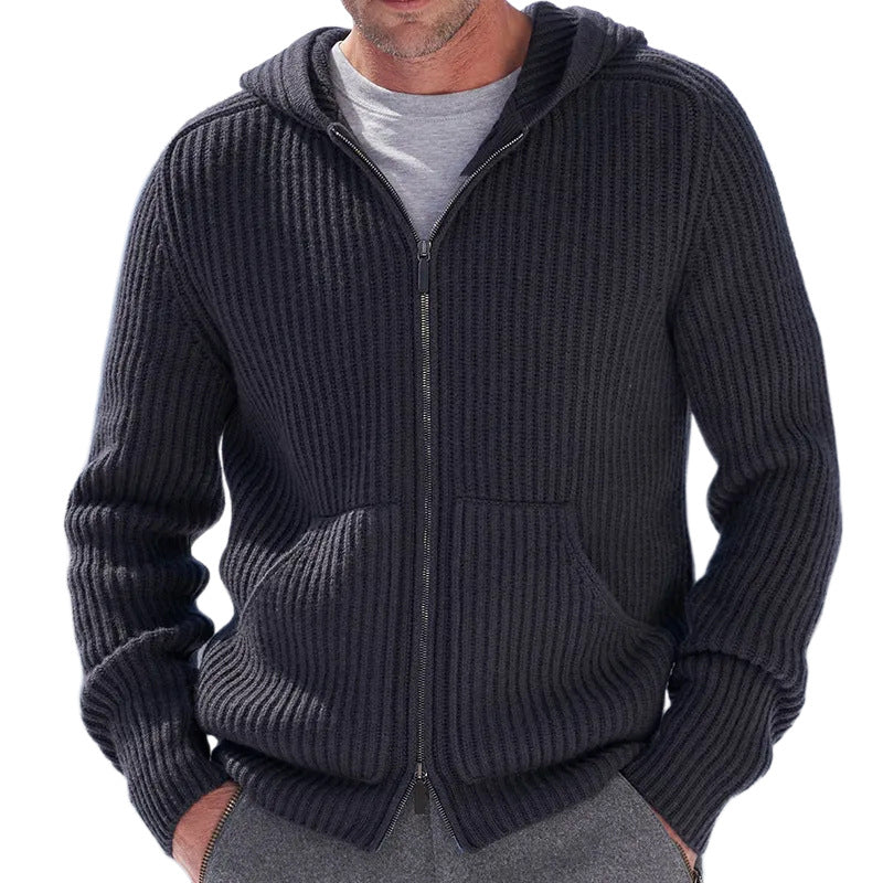 Hooded Cardigan Herren | Strickjacke mit Kapuze und praktischen Taschen