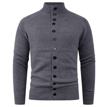 Herren Strickjacke mit Stehkragen & Knopfleiste | Warmer und Moderner Männercardigan