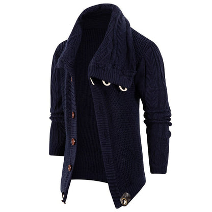 Herren Strickjacke mit Schalkragen und großen Holzknöpfen | Warme & Stylische Männerjacke