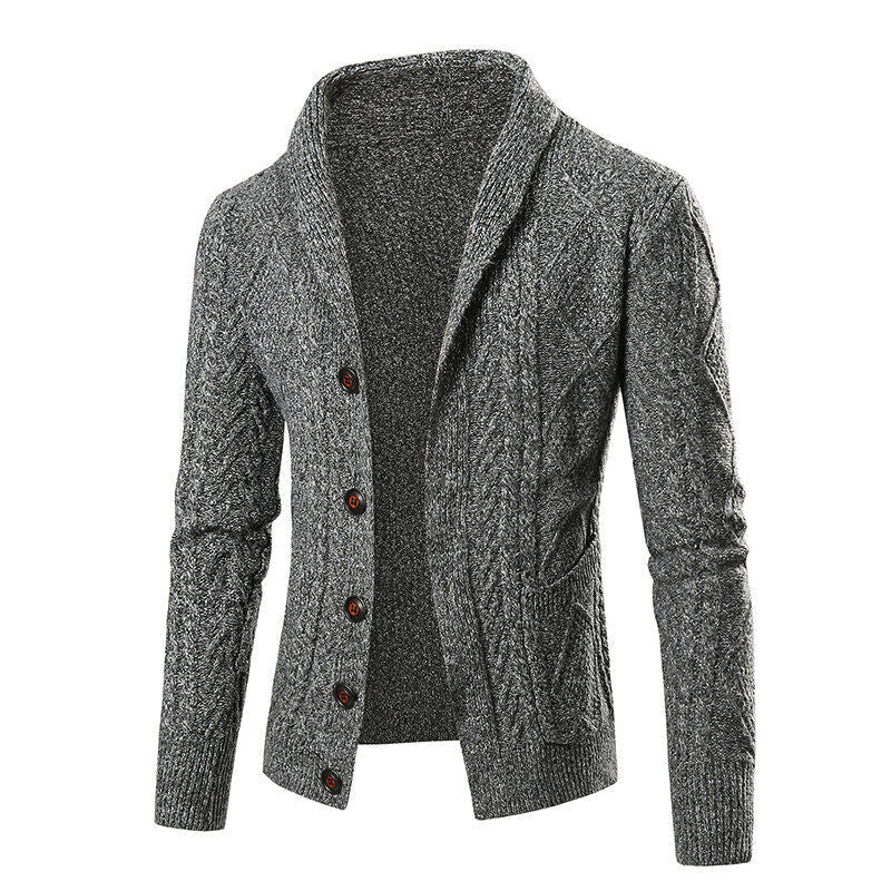 Herren Strickjacke mit Knöpfen, modernem Zopfmuster & aufgesetzten Taschen | Warme & Stylische Männerjacke