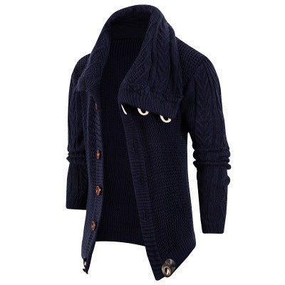 Herren Strickjacke mit Schalkragen und großen Holzknöpfen | Warme & Stylische Männerjacke