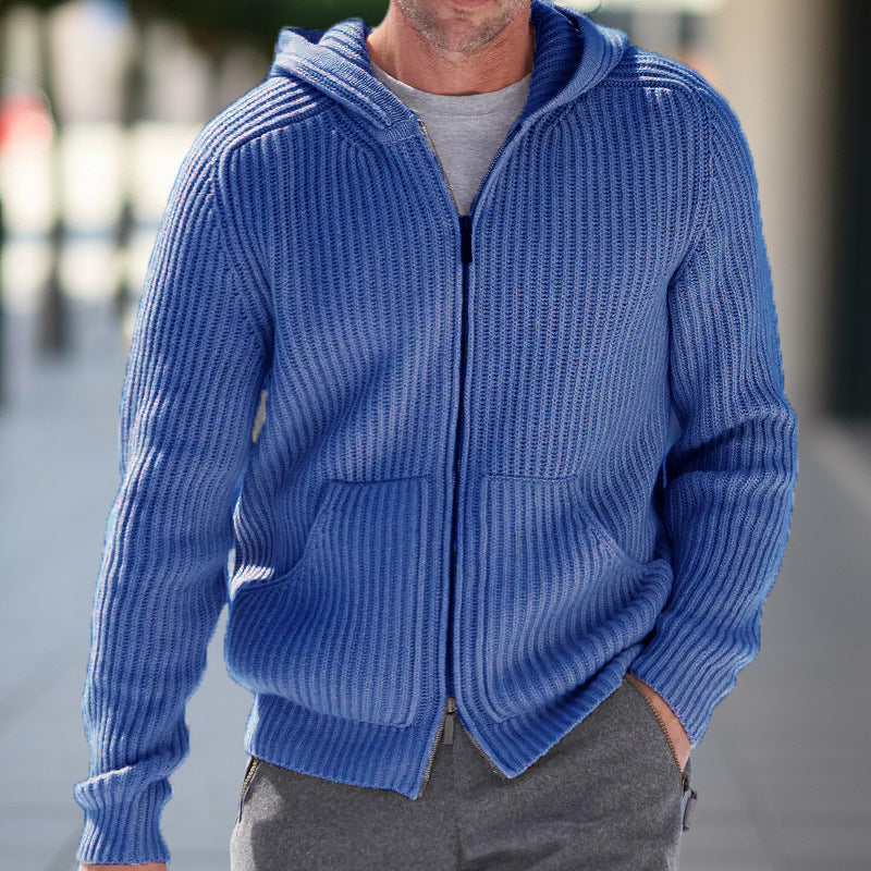 Hooded Cardigan Herren | Strickjacke mit Kapuze und praktischen Taschen