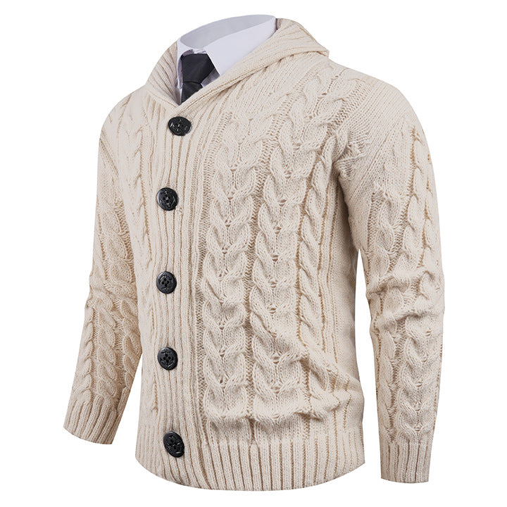 Herren Strickjacke mit Zopfmuster und Schickem Schalkragen | Warme & Stylische Männerjacke