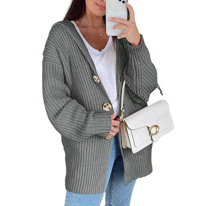 Damen Grobstrickjacke | Oversize Schnitt & Elegante Holzknöpfe