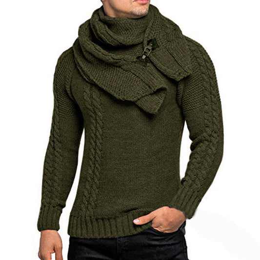 Chic Knit Sweater Herren | Strickpullover mit Integriertem Schal & Modernem Schnitt