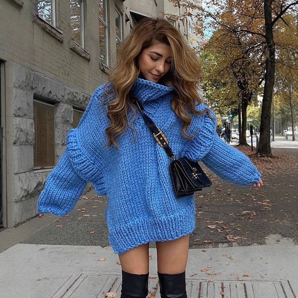 Dorit | Damen Oversize Strickpullover mit Rollkragen, Chunky Knit & gerippten Ärmeln