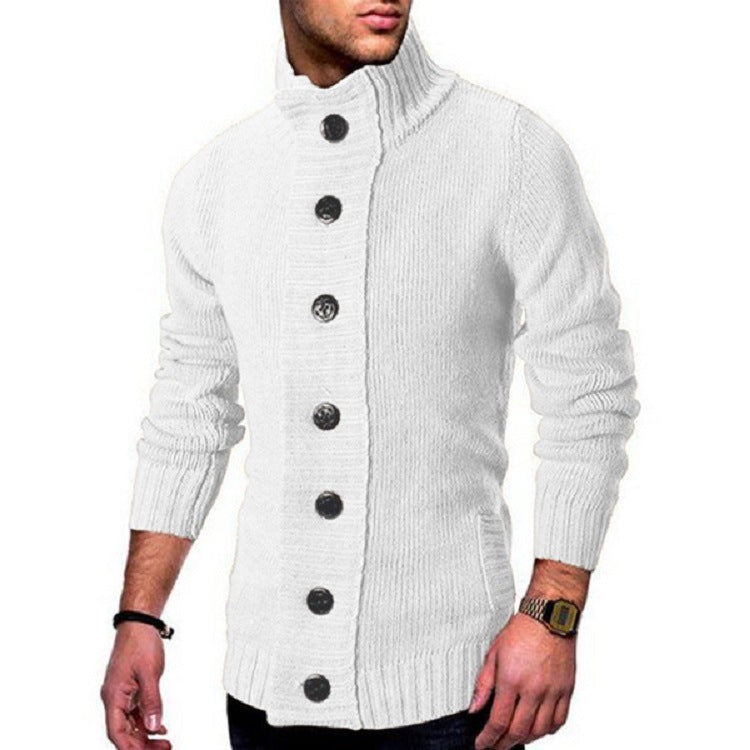 High Collar Cardigan Herren | Strickjacke mit markanten Knopfdetails