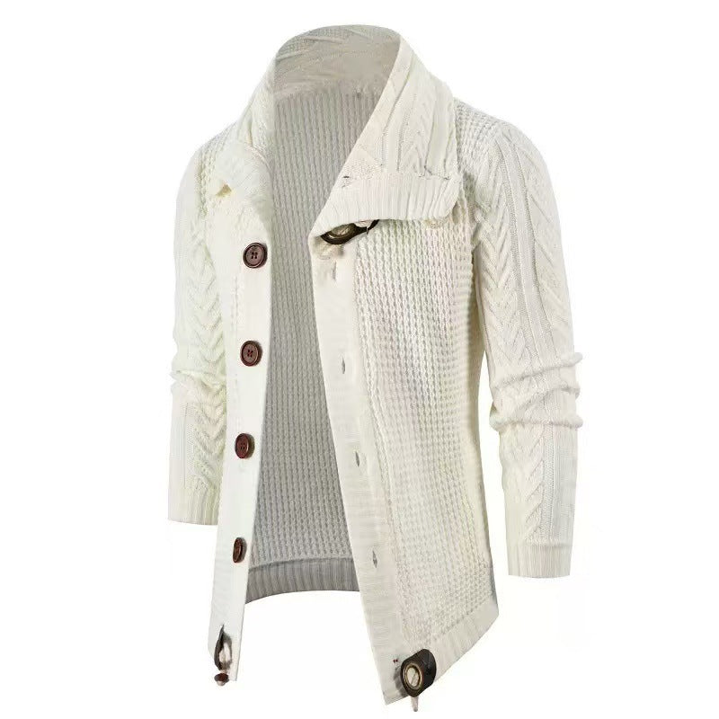 Herren Strickjacke mit Schalkragen und großen Holzknöpfen | Warme & Stylische Männerjacke