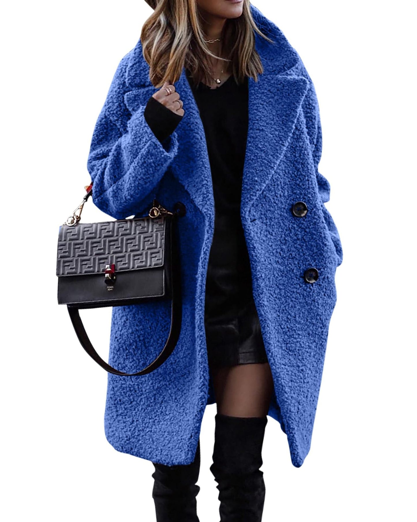 Damen Bouclé Mantel mit Revers | Eleganter Wintermantel im City-Stil