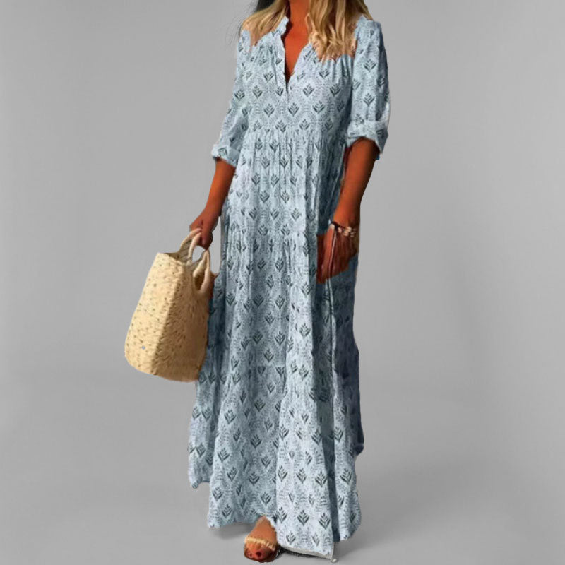 Damen Maxikleid aus Baumwolle – Luftig, Vintage-Stil & Bequemer Schnitt
