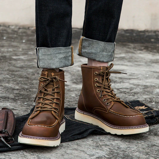 Ansel | Herren Ankle Boots mit dicker Sohle, moderner Schnürung & gepolstertem Schaft