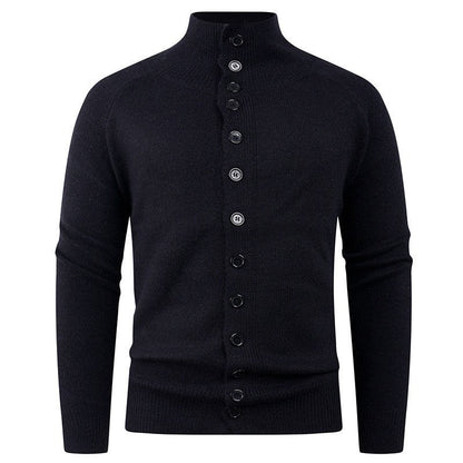 Herren Strickjacke mit Stehkragen & Knopfleiste | Warmer und Moderner Männercardigan