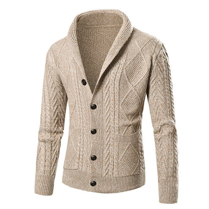 Herren Strickjacke mit Knöpfen, modernem Zopfmuster & aufgesetzten Taschen | Warme & Stylische Männerjacke