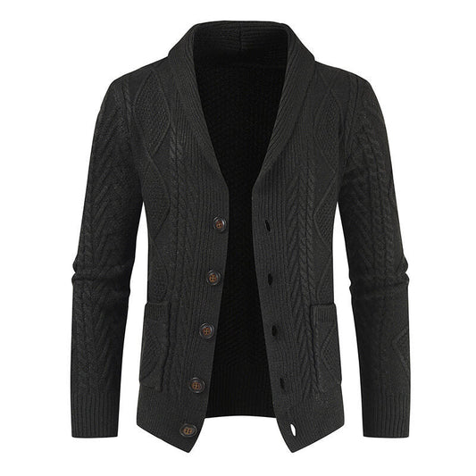 Herren Strickjacke mit Knöpfen, modernem Zopfmuster & aufgesetzten Taschen | Warme & Stylische Männerjacke