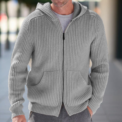 Hooded Cardigan Herren | Strickjacke mit Kapuze und praktischen Taschen