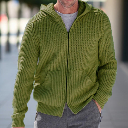 Hooded Cardigan Herren | Strickjacke mit Kapuze und praktischen Taschen