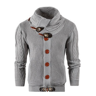 Herren Strickjacke mit Schalkragen und großen Holzknöpfen | Warme & Stylische Männerjacke