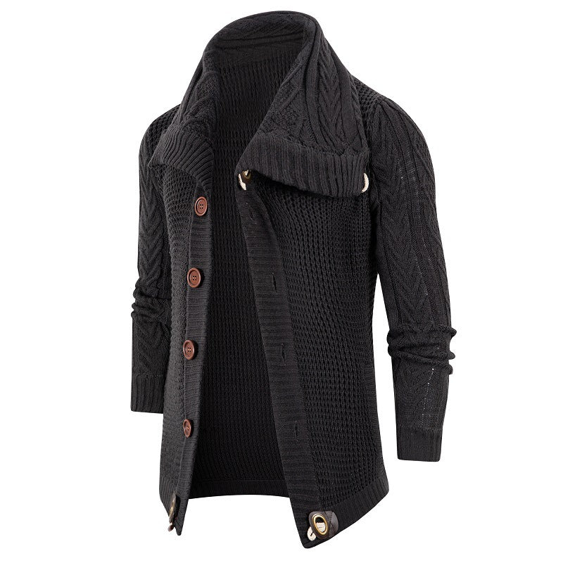Herren Strickjacke mit Schalkragen und großen Holzknöpfen | Warme & Stylische Männerjacke