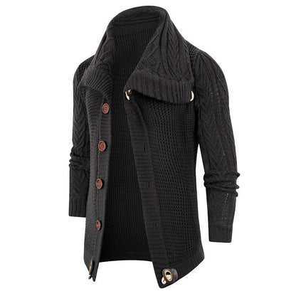 Herren Strickjacke mit Schalkragen und großen Holzknöpfen | Warme & Stylische Männerjacke