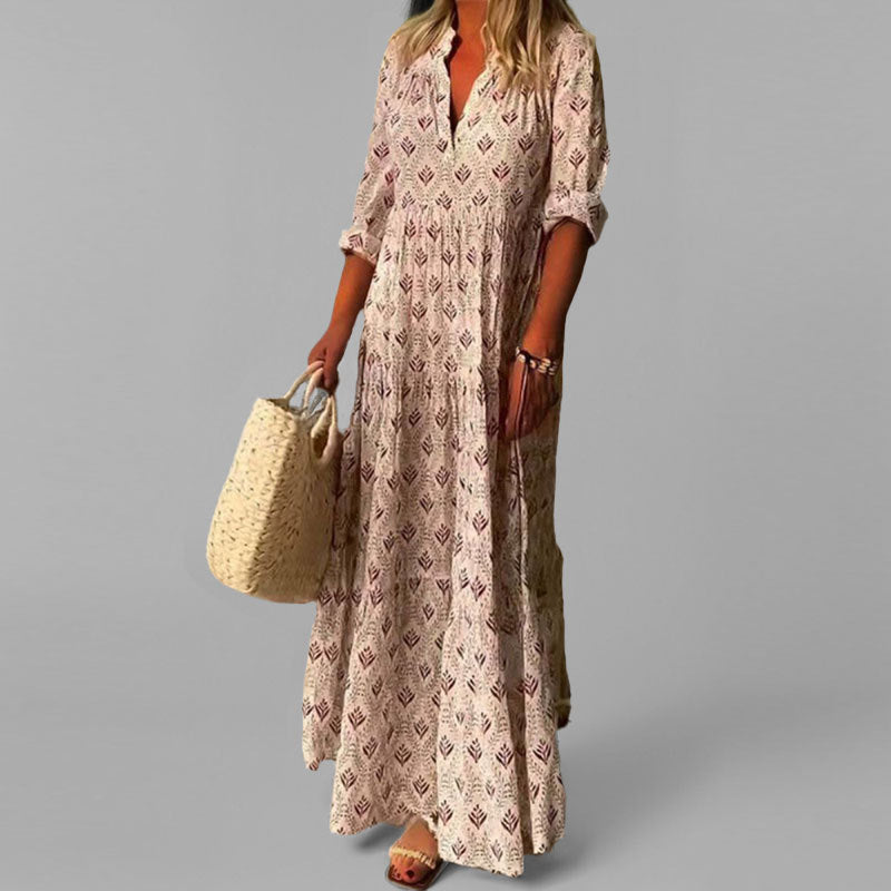 Damen Maxikleid aus Baumwolle – Luftig, Vintage-Stil & Bequemer Schnitt