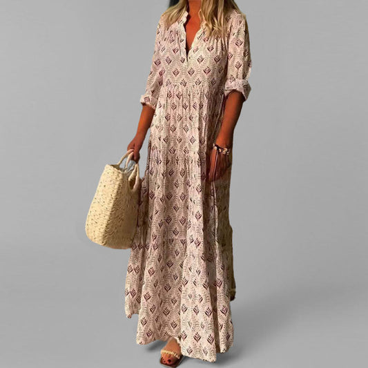 Damen Maxikleid aus Baumwolle – Luftig, Vintage-Stil & Bequemer Schnitt