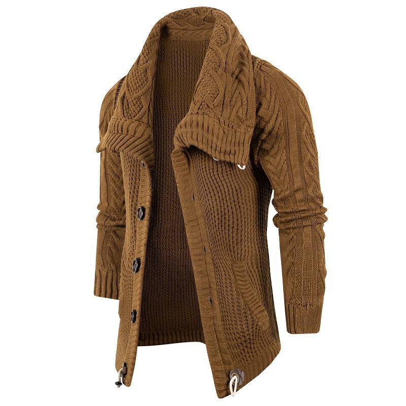 Herren Strickjacke mit Schalkragen und großen Holzknöpfen | Warme & Stylische Männerjacke