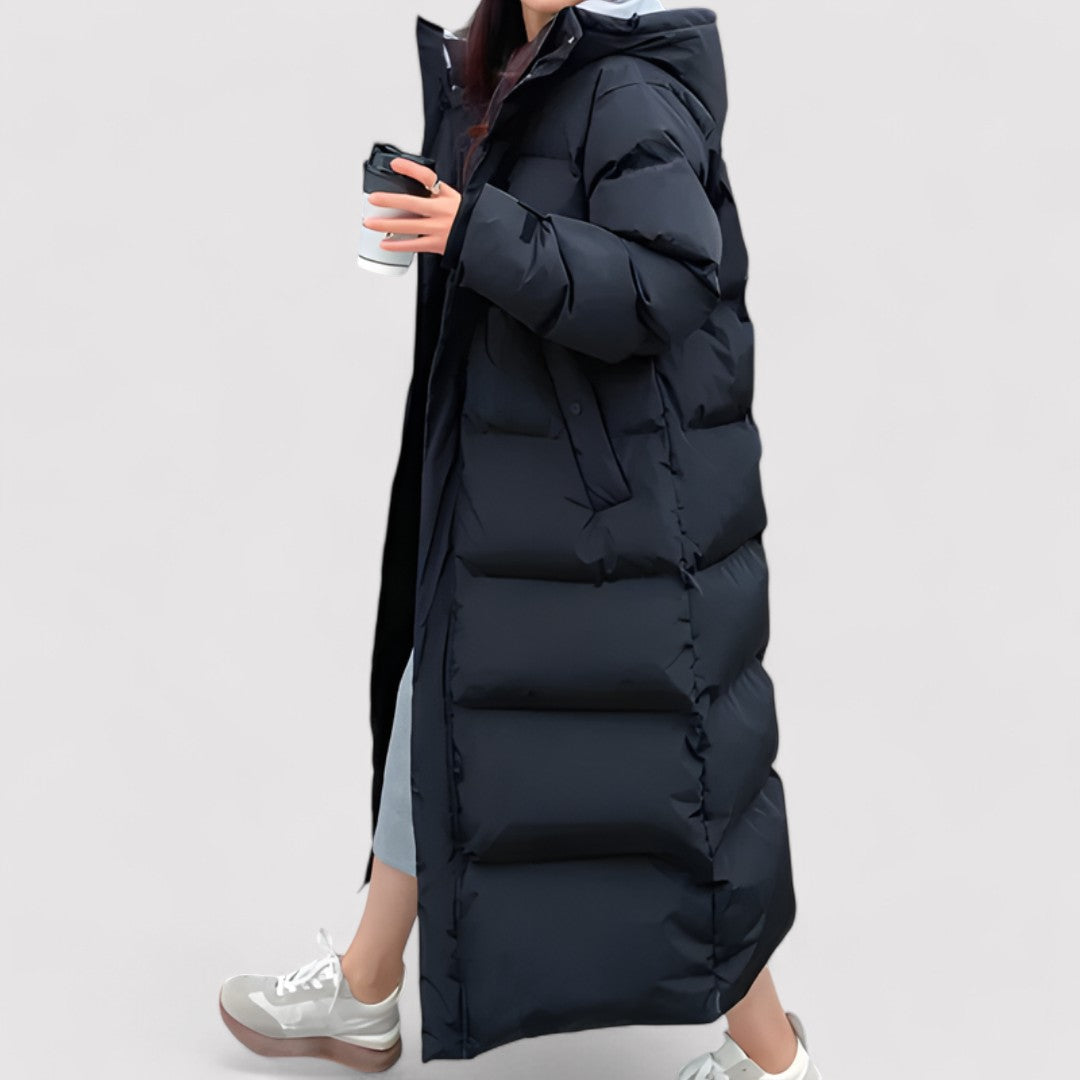 Langer Damen-Pufferparka mit Kapuze | wasserfest & warm gefüttert