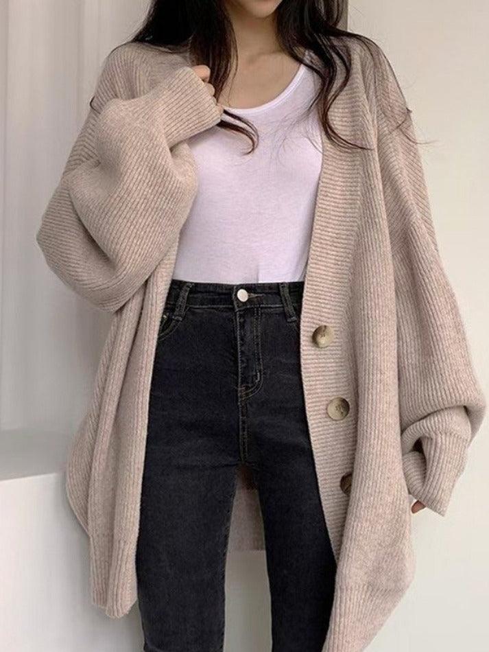 Langer Damen-Cardigan mit Knöpfen | Strukturiertes Design für Herbst & Winter