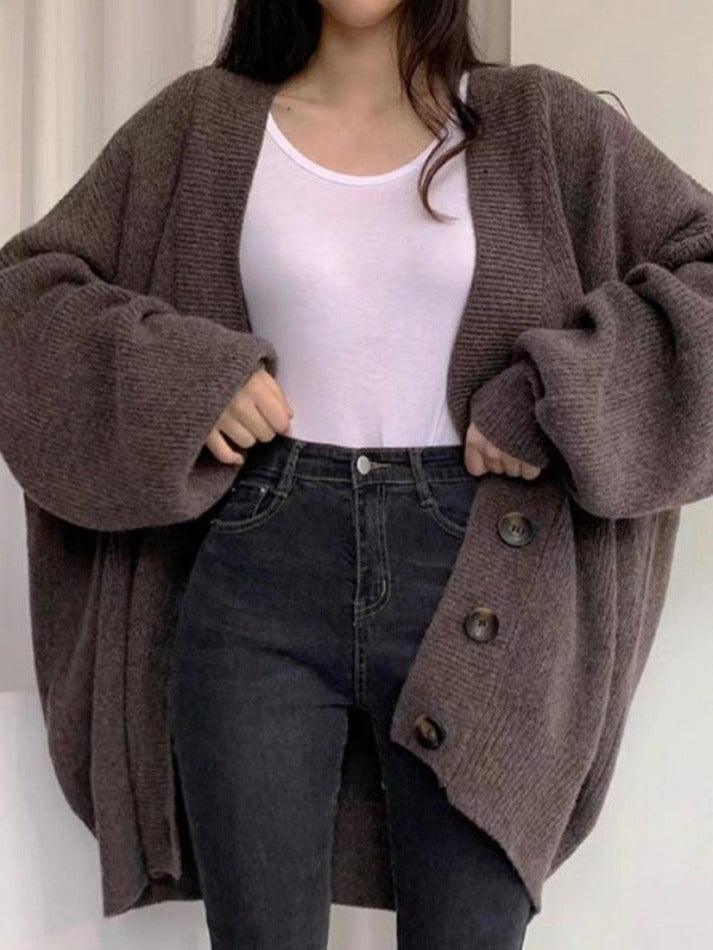 Langer Damen-Cardigan mit Knöpfen | Strukturiertes Design für Herbst & Winter