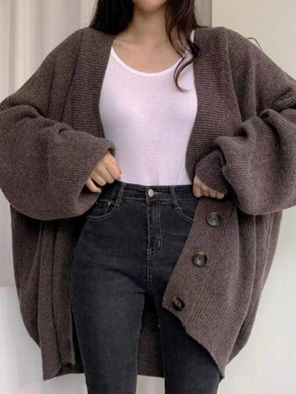 Langer Damen-Cardigan mit Knöpfen | Strukturiertes Design für Herbst & Winter
