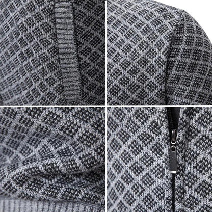 Herren-Kardigan mit Reißverschluss & elegantem Geometrie-Muster