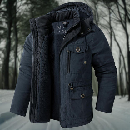 Brandon | Herren Winterjacke mit Kapuze & Taschen | Warm Gefüttert