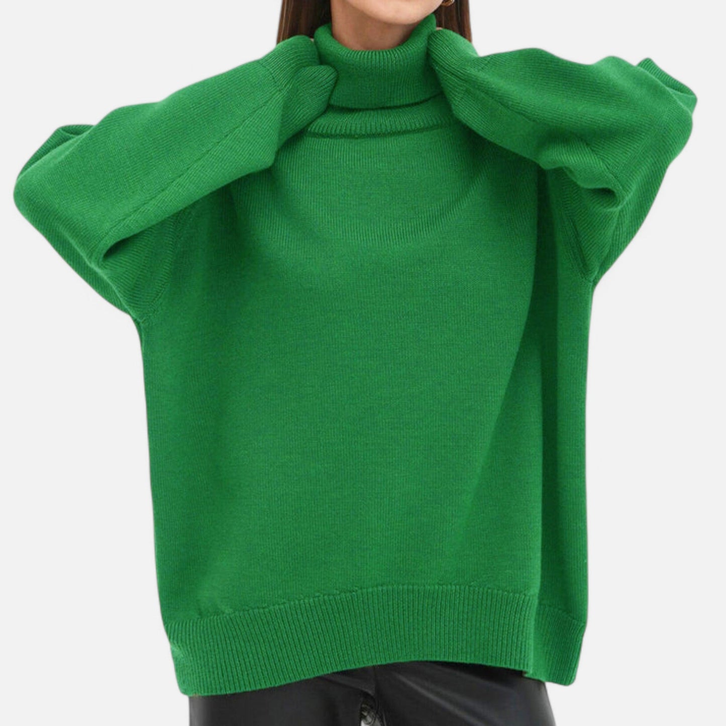 Elfrieda | Damen Oversized Rollkragenpullover – Weicher, Langer Strickpullover im Modernen Loose-Fit Look für Herbst & Winter