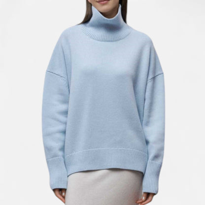 Elfrieda | Damen Oversized Rollkragenpullover – Weicher, Langer Strickpullover im Modernen Loose-Fit Look für Herbst & Winter