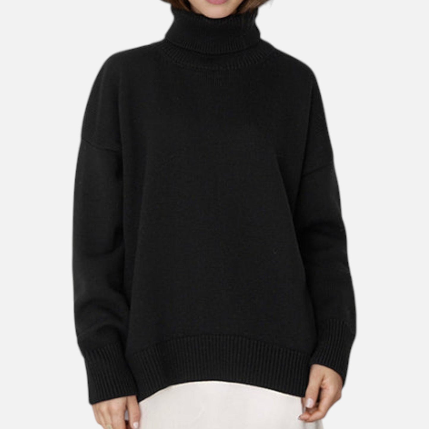 Elfrieda | Damen Oversized Rollkragenpullover – Weicher, Langer Strickpullover im Modernen Loose-Fit Look für Herbst & Winter